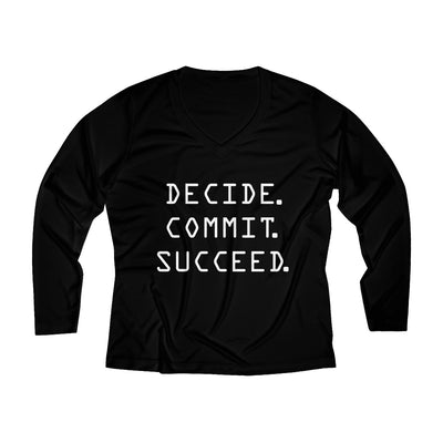 Decide Commit Succeed Women's Long Sleeve V-neck Tee